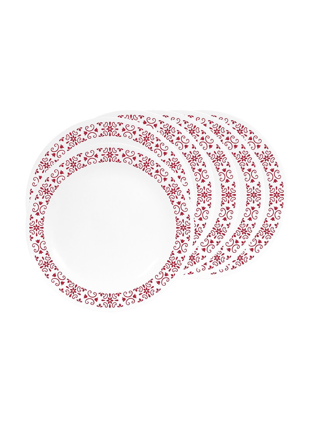 

Corelle Set Of 6 Floral Printed Glossy Plates, White