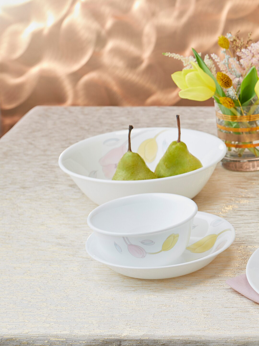 

Corelle Set Of 6 Floral Printed Glossy Bowls 355 ML Each, White