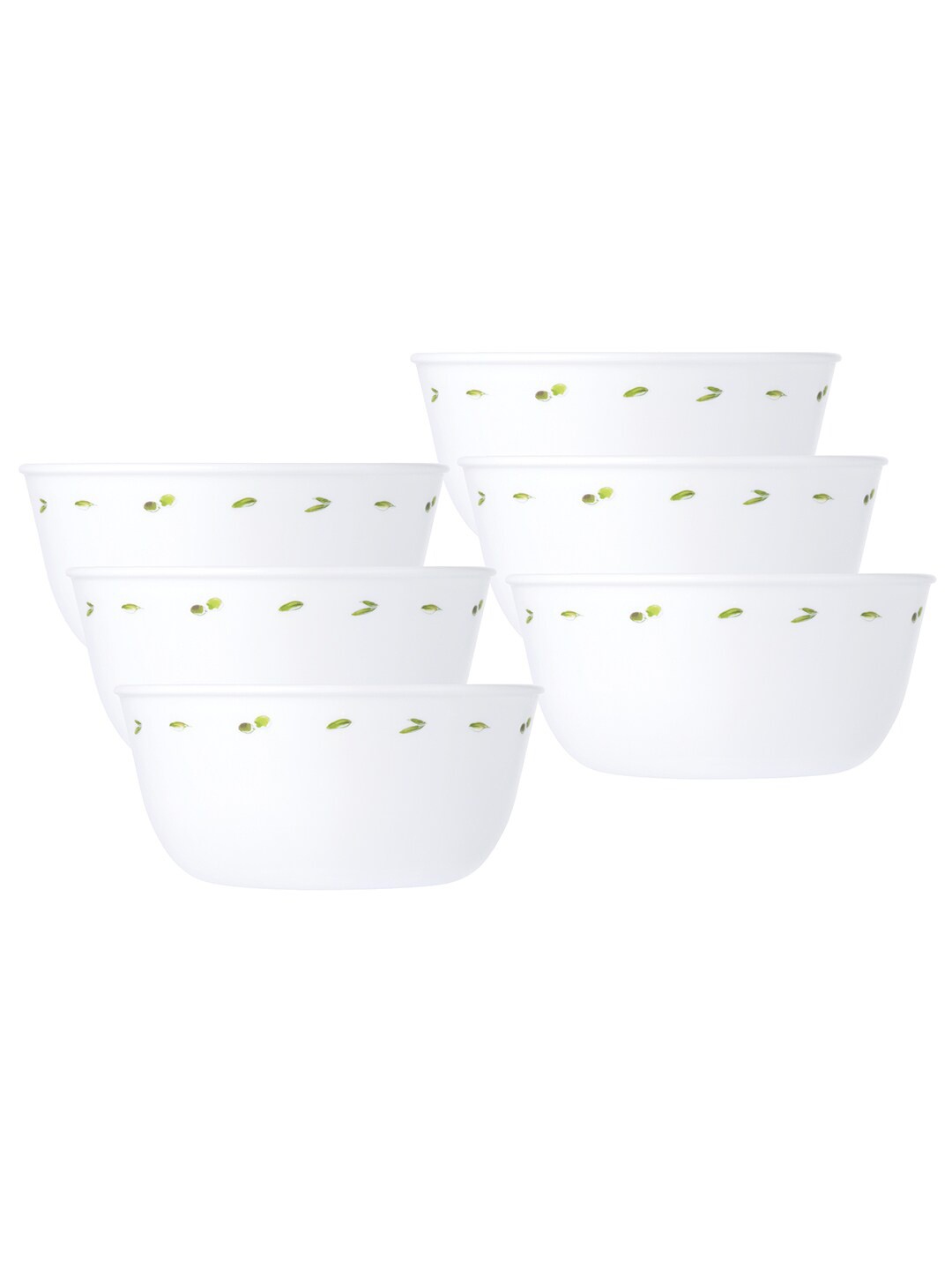 

Corelle Set Of 6 Floral Printed Glossy Bowls 177 ML Each, White