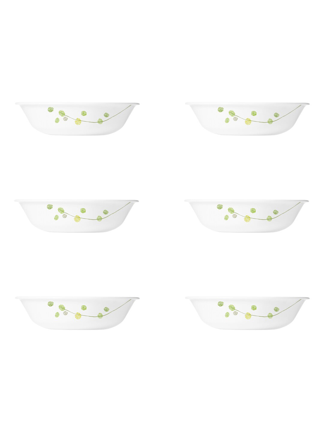 

Corelle Set Of 6 Dishwasher And Microwave Safe Floral Printed Glossy Bowls 296 ML Each, White