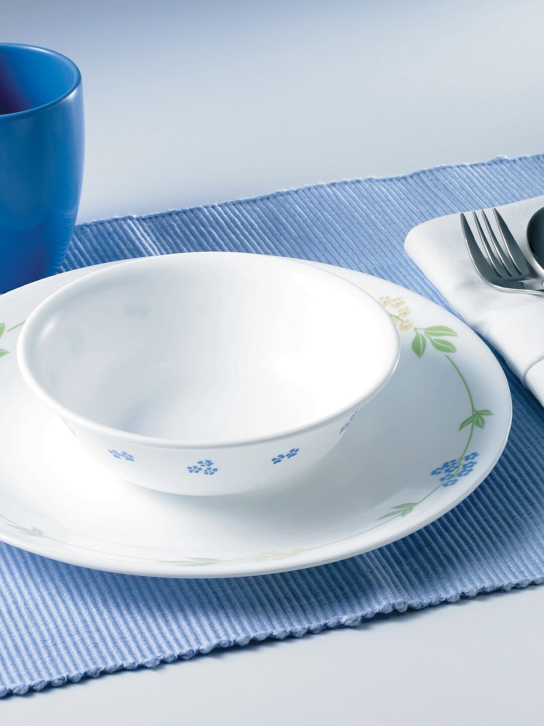 

Corelle Set Of 6 Dishwasher And Microwave Safe Floral Printed Glossy Bowls 296 ML Each, White