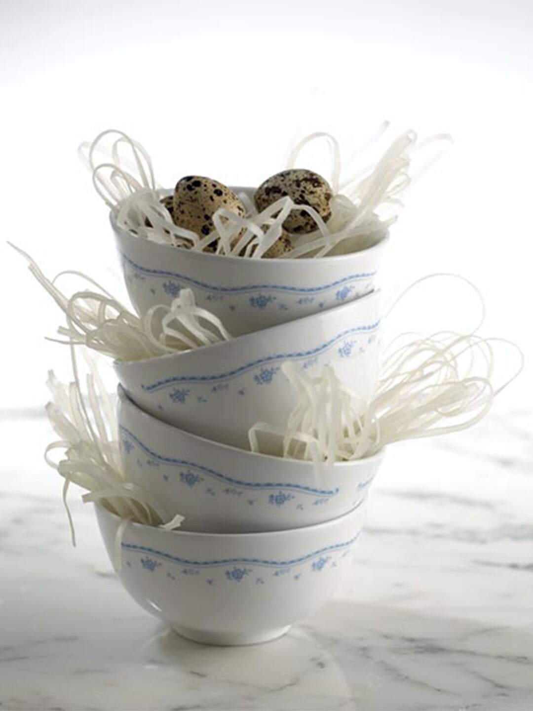 

Corelle Set Of 4 Dishwasher And Microwave Safe Floral Printed Glossy Bowls 325 ML Each, White