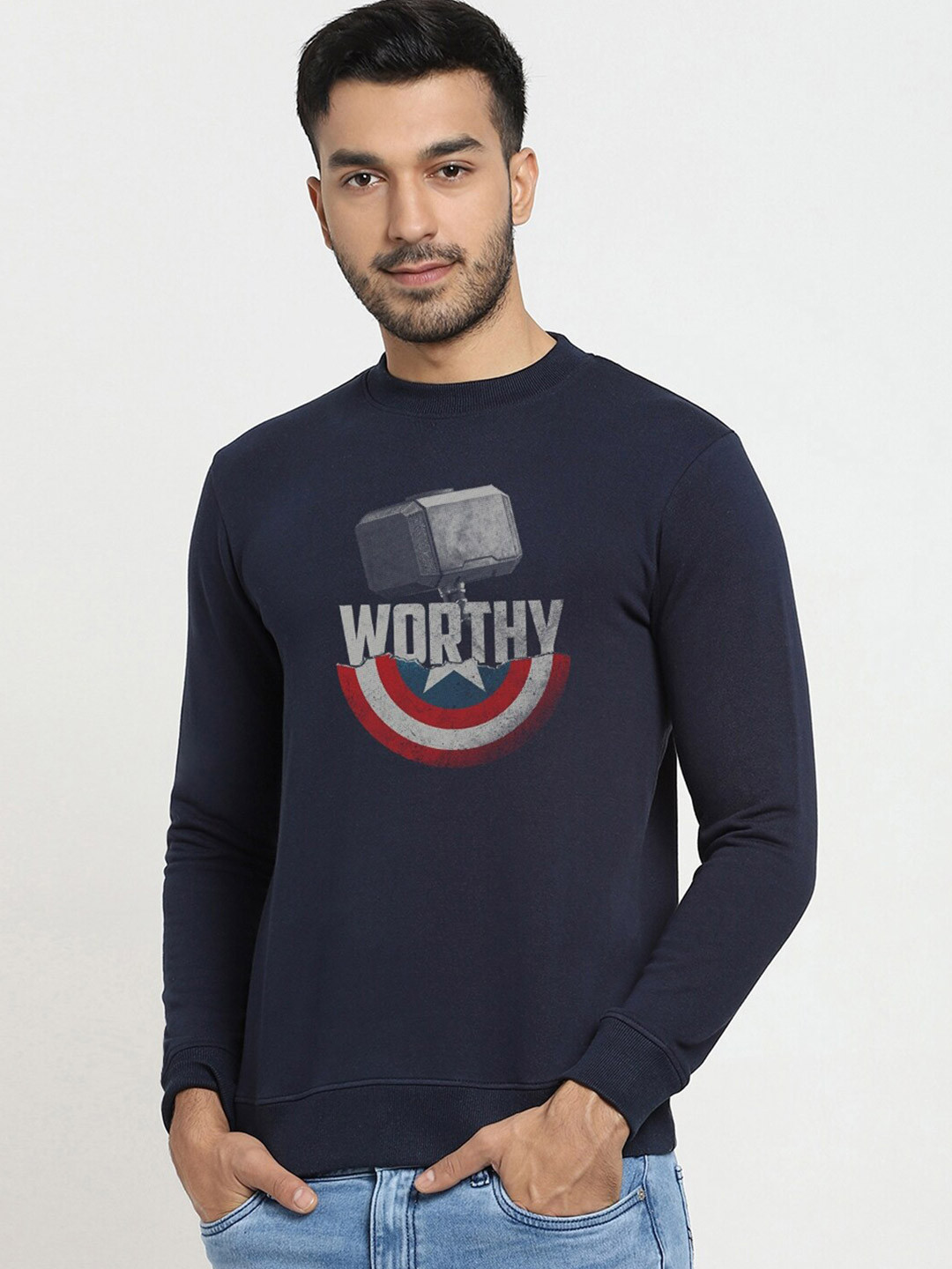 

Bewakoof Men Blue Printed Sweatshirt