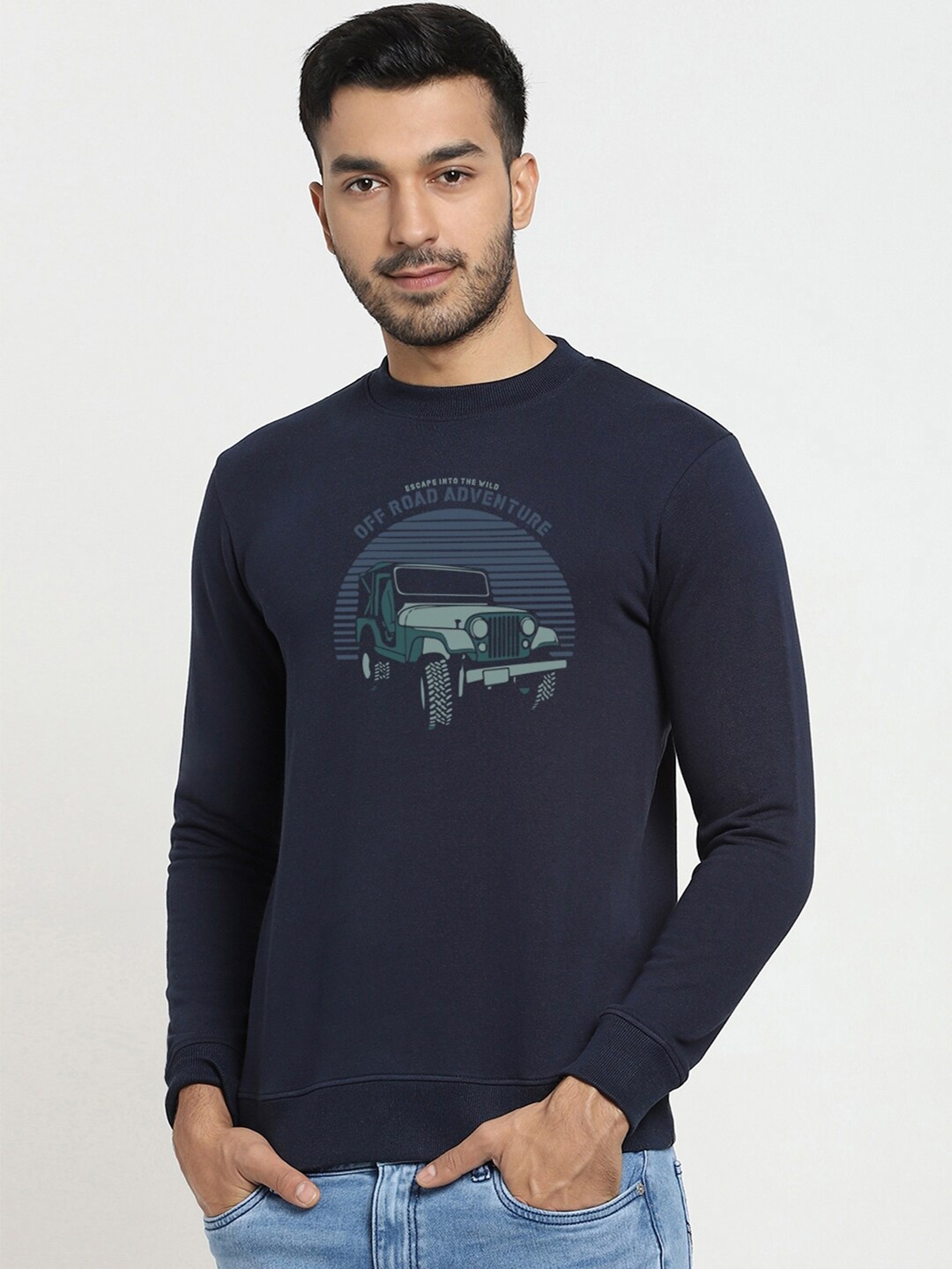 

Bewakoof Men Blue Printed Sweatshirt