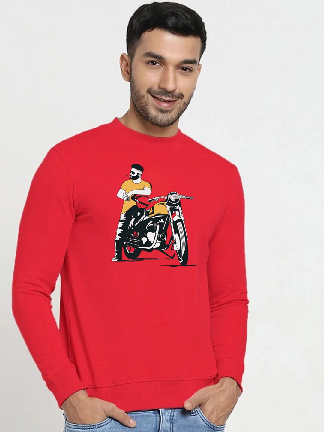 

Bewakoof Men Red Biker Bro Sweatshirt
