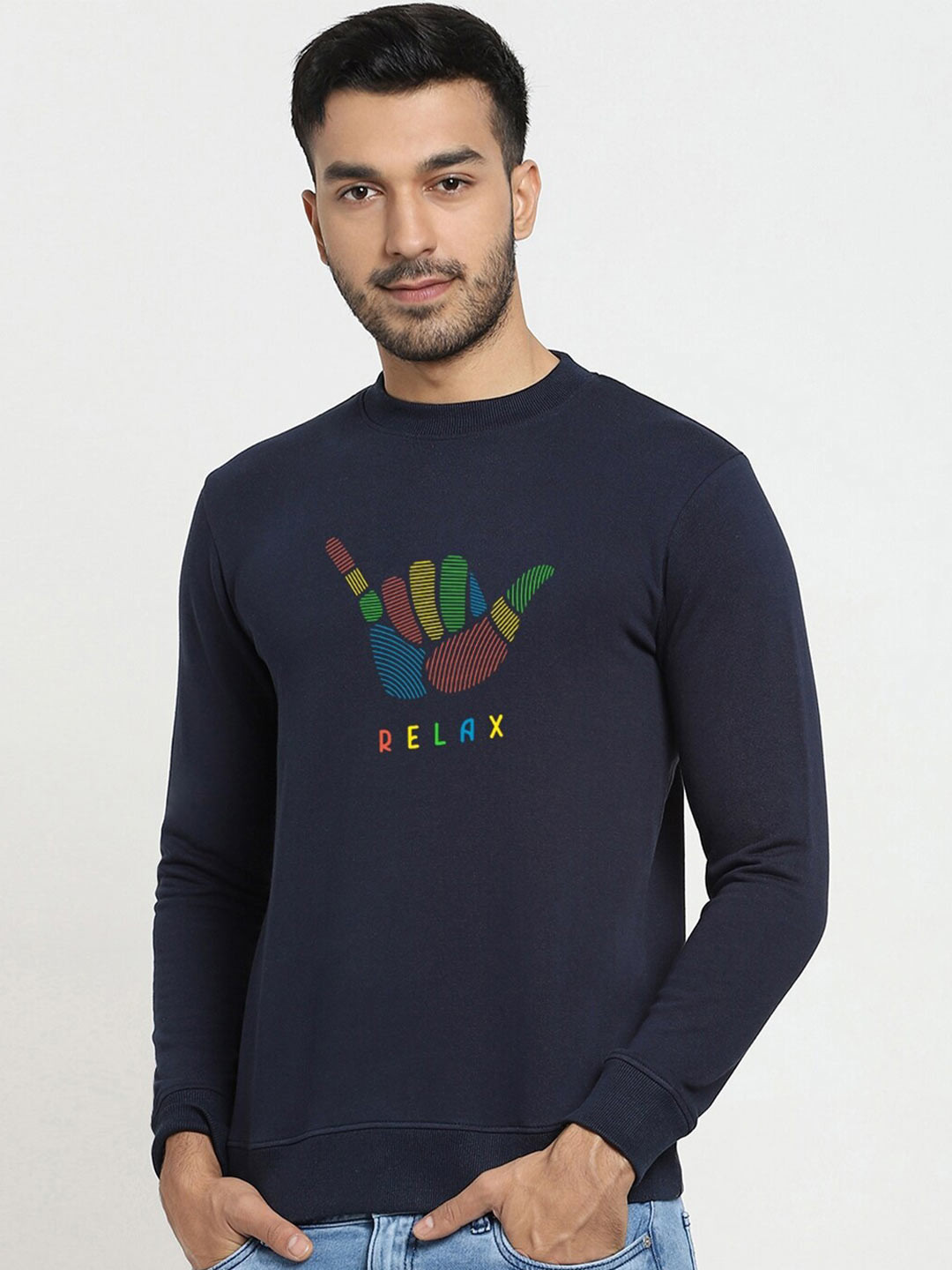 

Bewakoof Men Blue Printed Sweatshirt