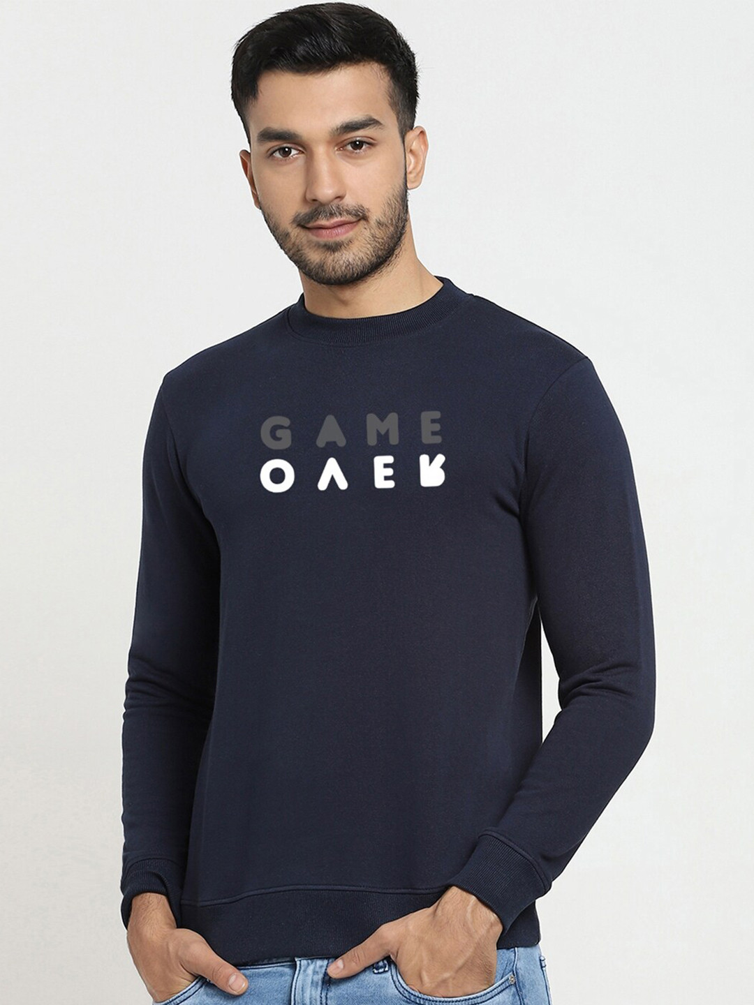 

Bewakoof Men Blue Printed Sweatshirt