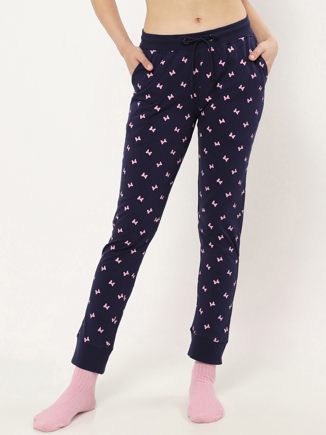 

Bewakoof Women Printed Lounge Joggers, Blue