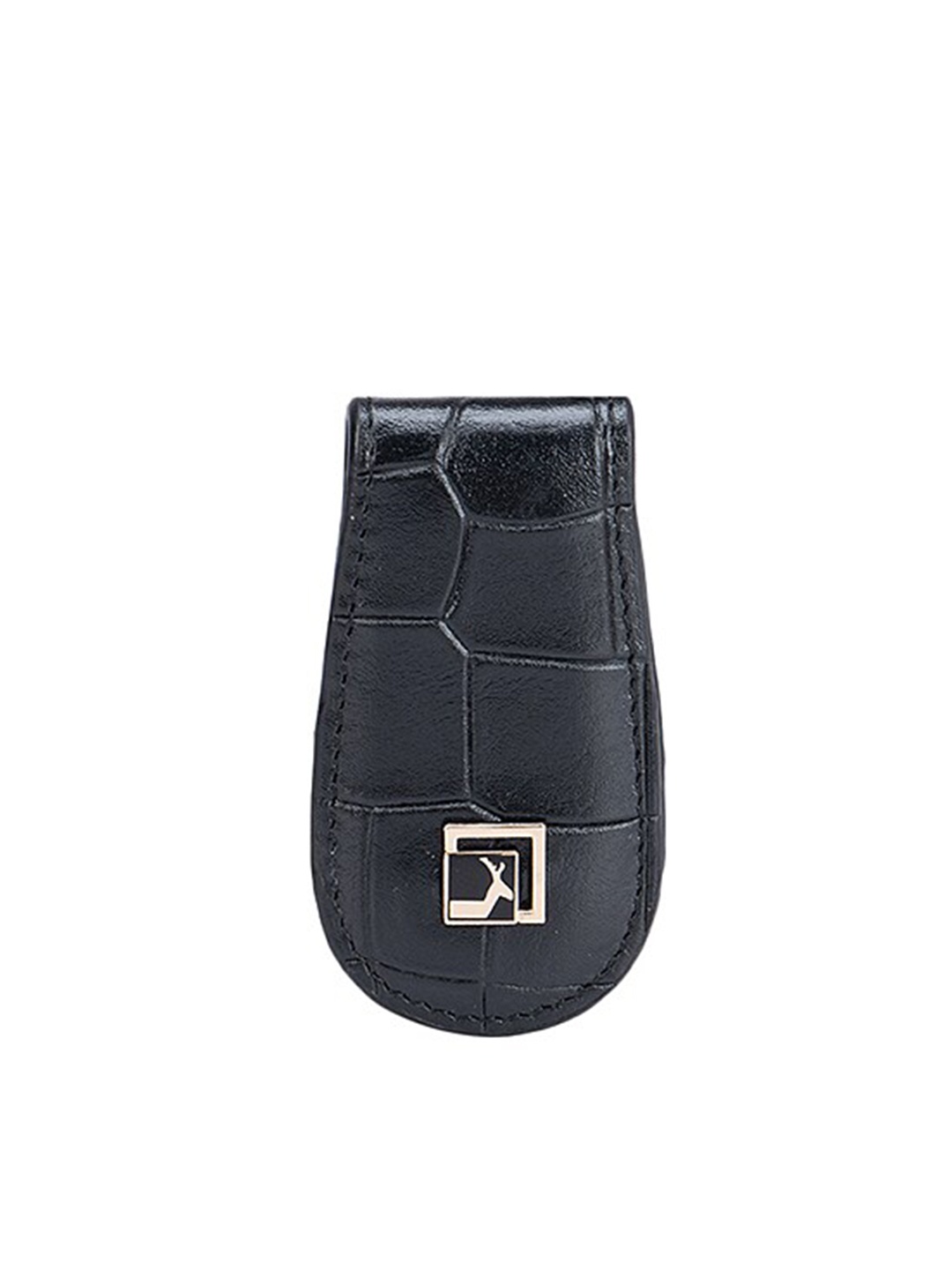 

Da Milano Men Black Textured Leather Money Clip