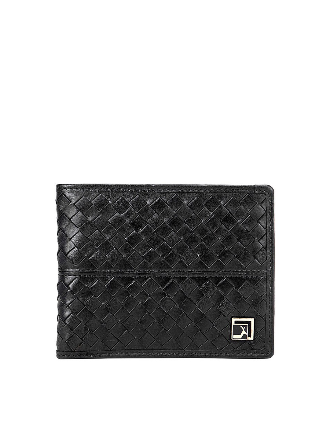 

Da Milano Men Textured Leather Two Fold Wallet, Black