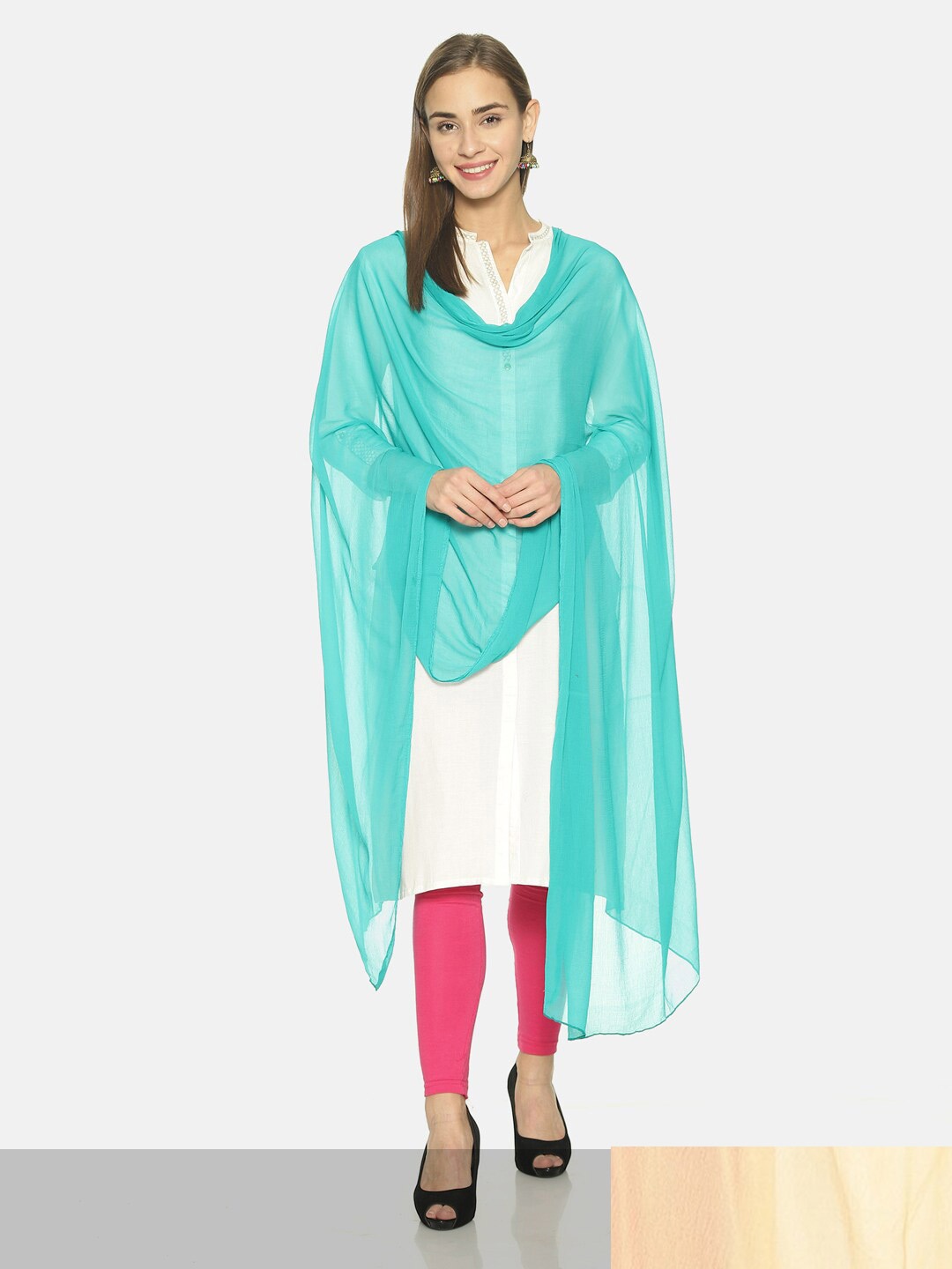

TWIN BIRDS Pack Of 2 Solid Viscose Rayon Dupatta, Yellow