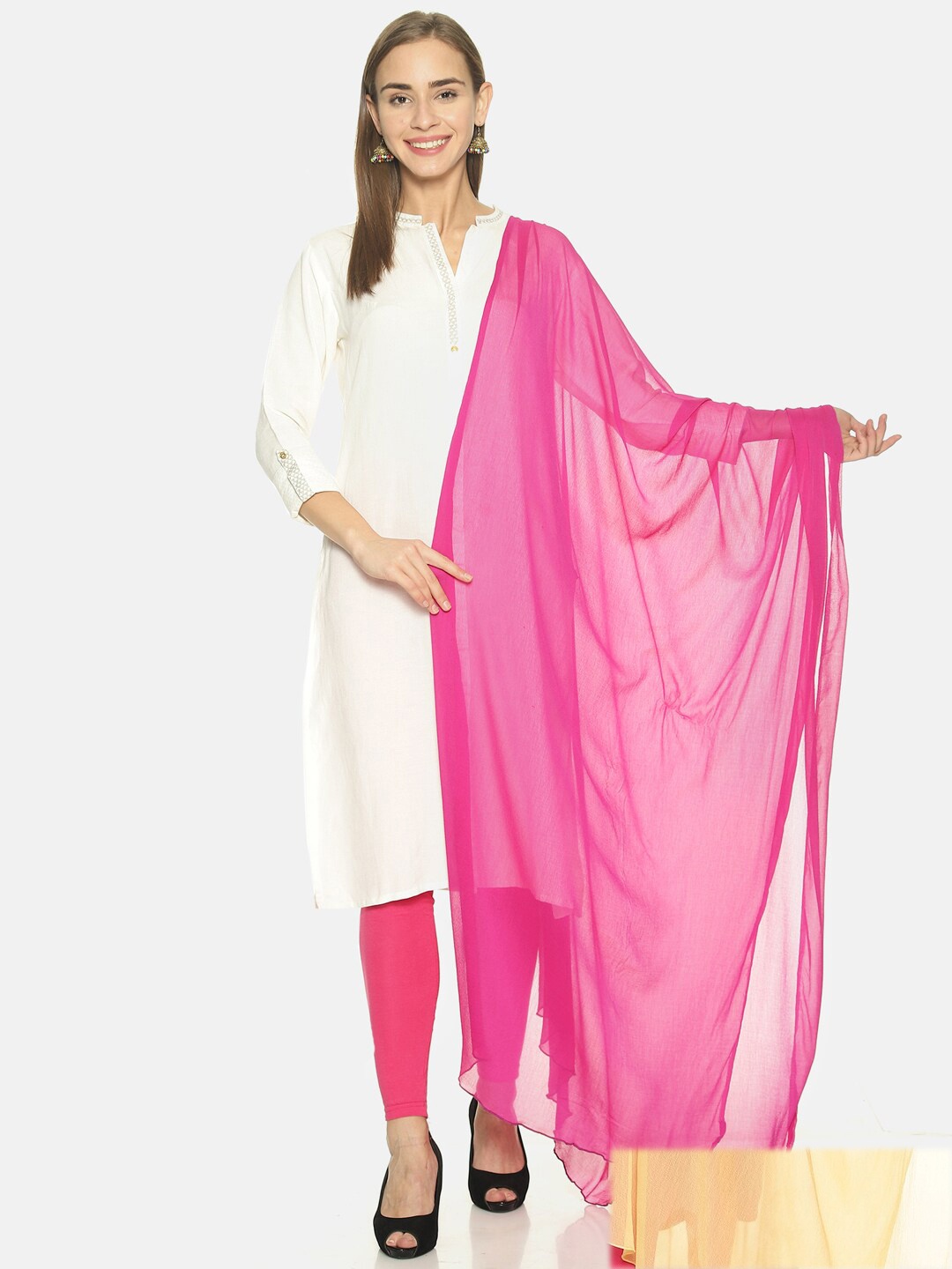 

TWIN BIRDS Set Of 2 Solid Dupatta, Beige