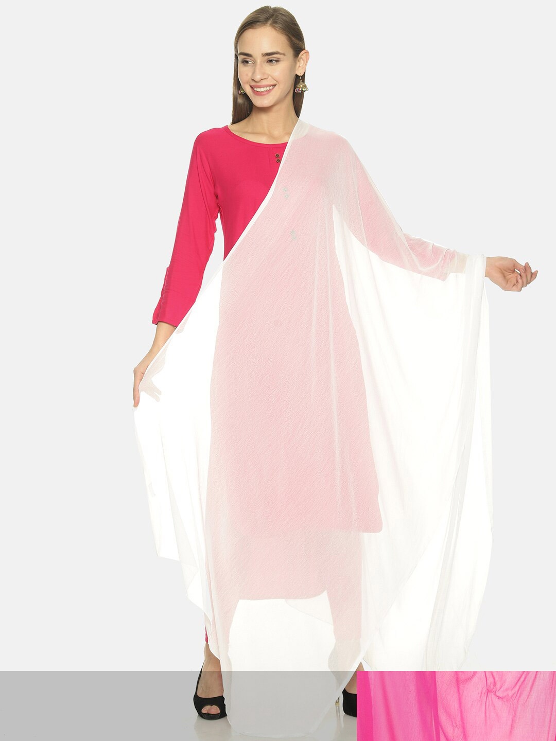 

TWIN BIRDS Set Of 2 Solid Dupatta, Off white