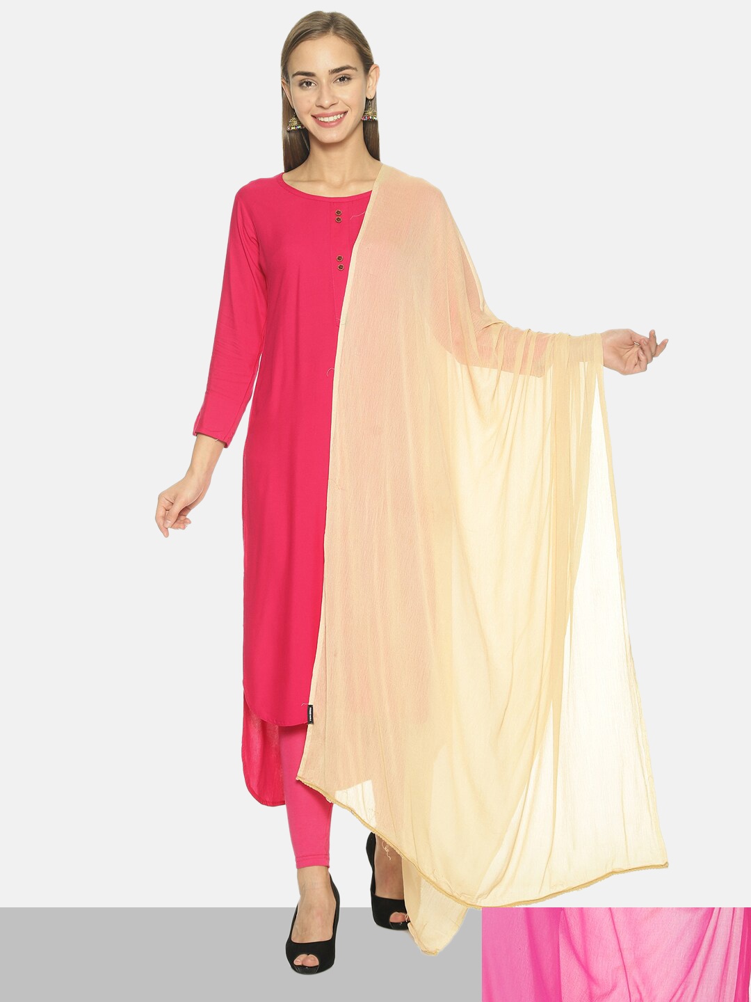 

TWIN BIRDS Set Of 2 Solid Dupatta, Yellow