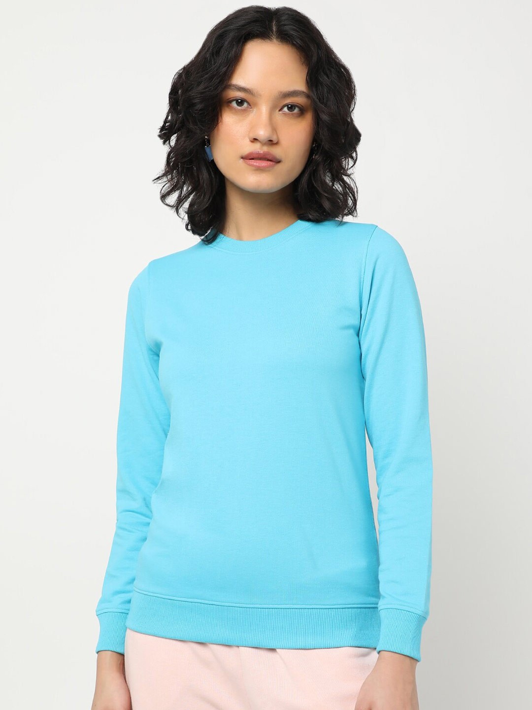 

Bewakoof Women Blue Solid Sweatshirt