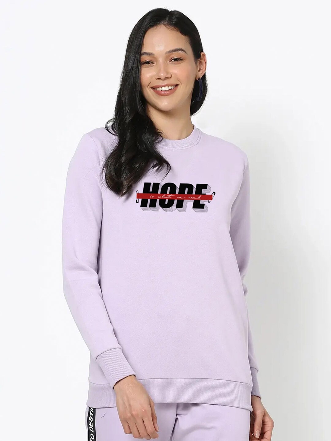

Bewakoof Women Cotton Purple Printed Sweatshirt