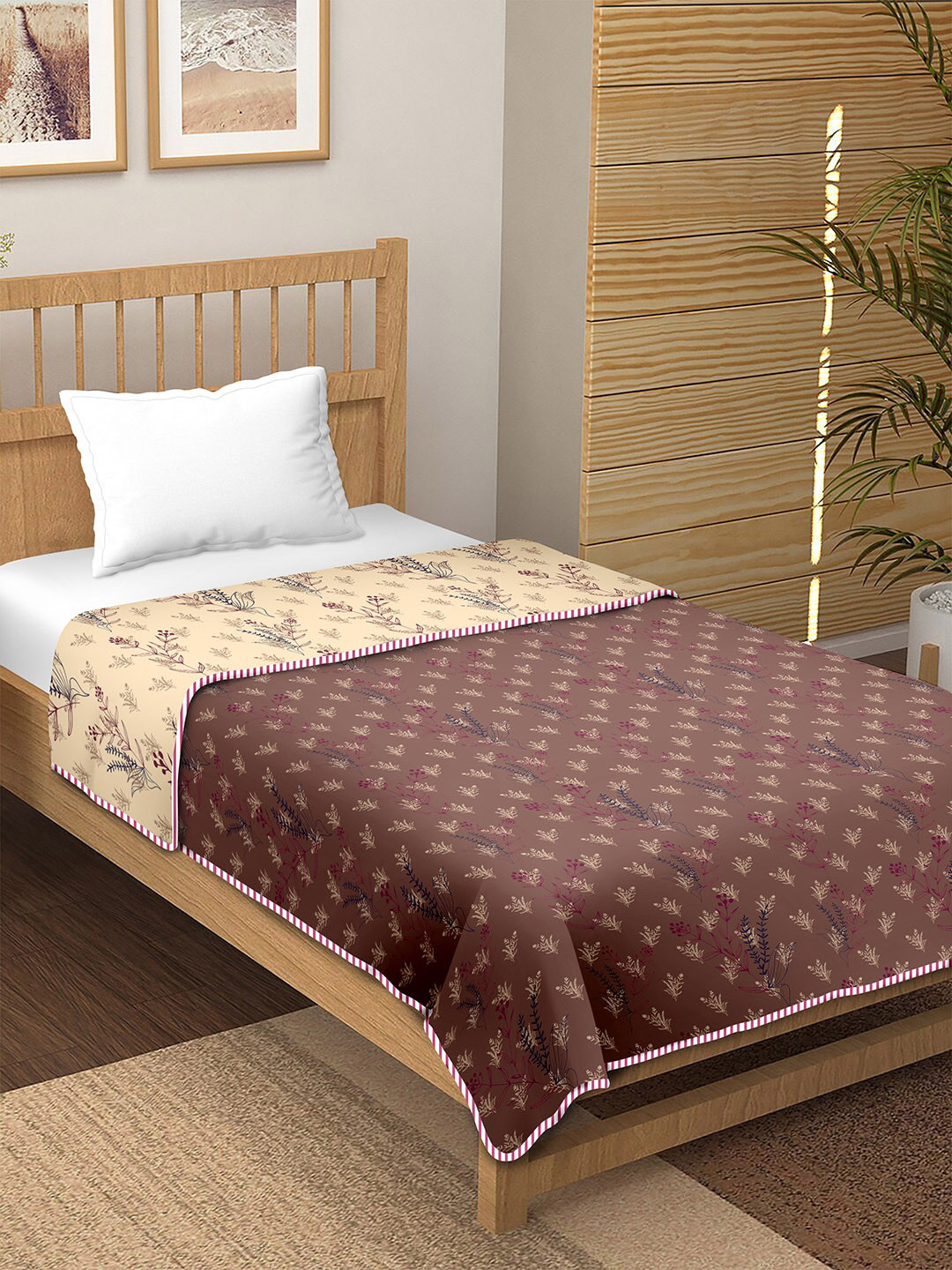 

BELLA CASA Multicolour Floral AC Room 150 GSM Single Bed Dohar, Purple