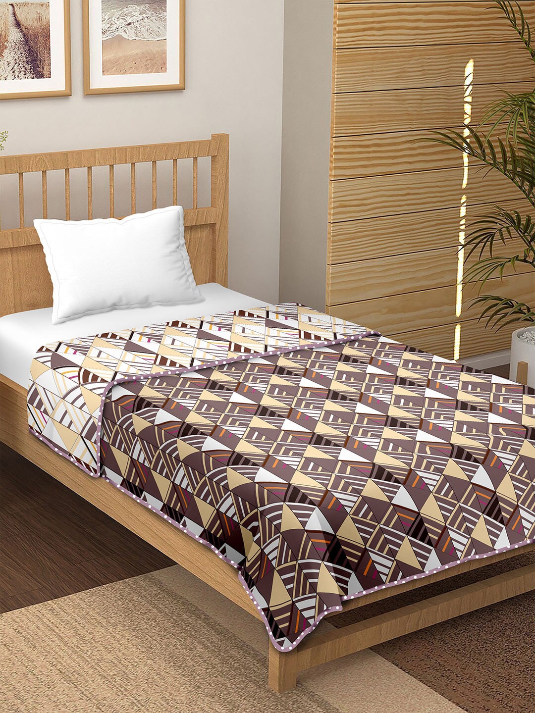 

BELLA CASA Printed Cotton AC Room 150 GSM Single Bed Dohar, Cream