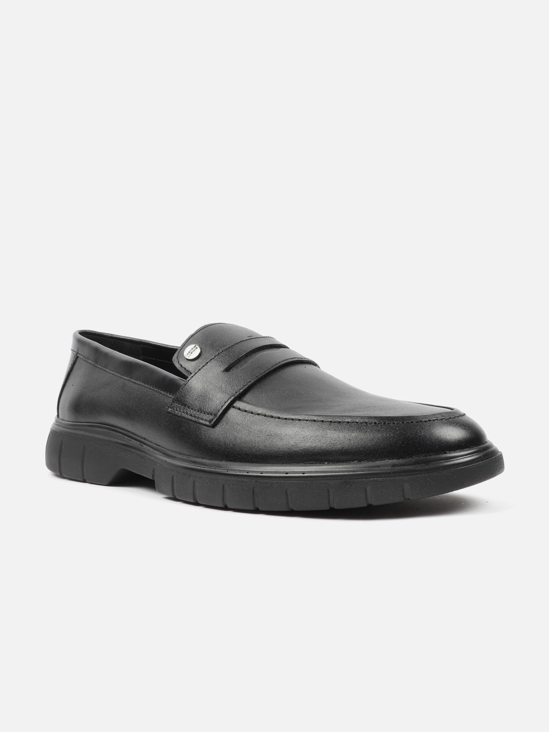 

Carlton London Men Leather Slip-On Sneakers, Black
