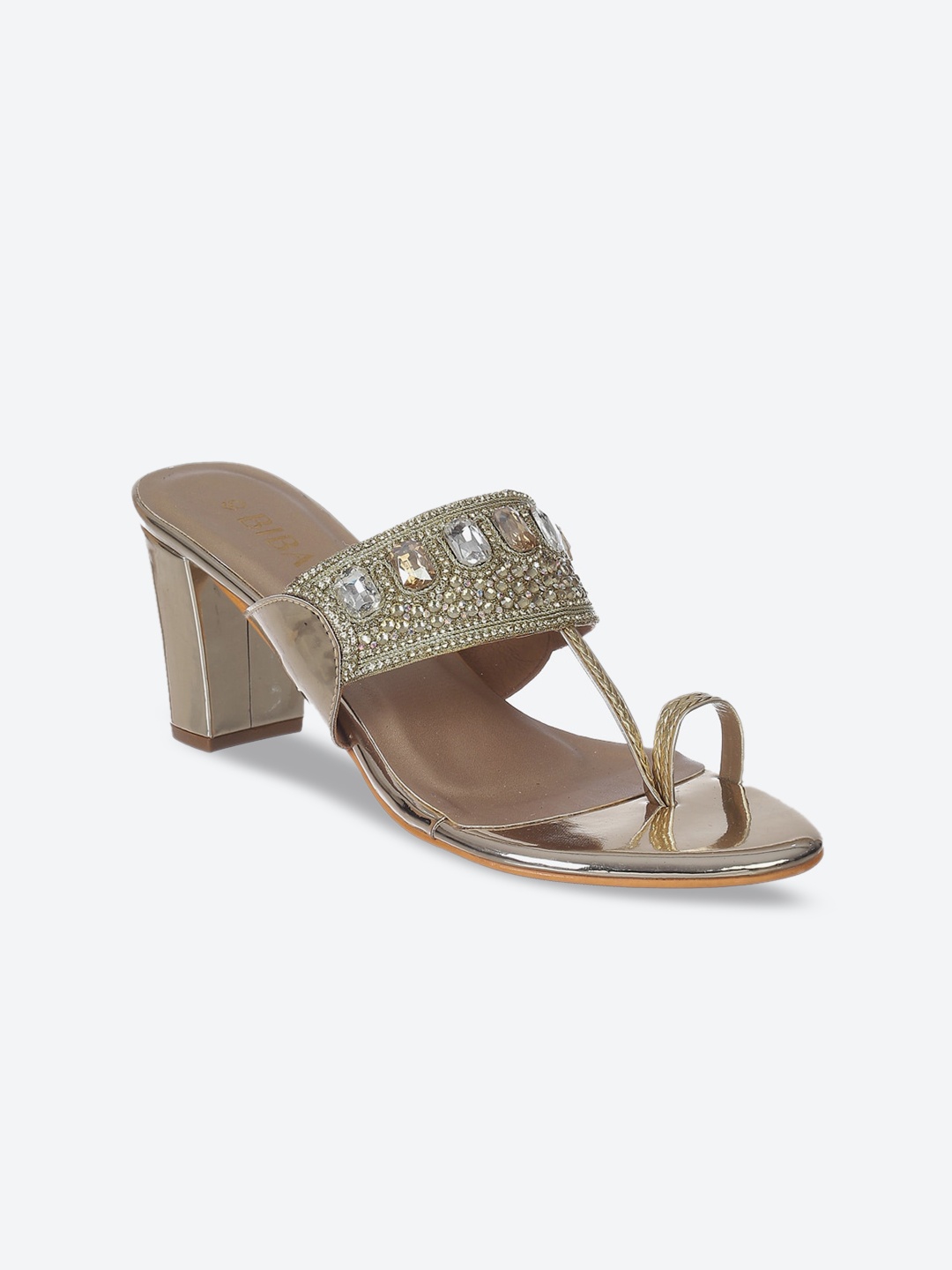 

Biba Women Gold-Toned Embellished Block Heels