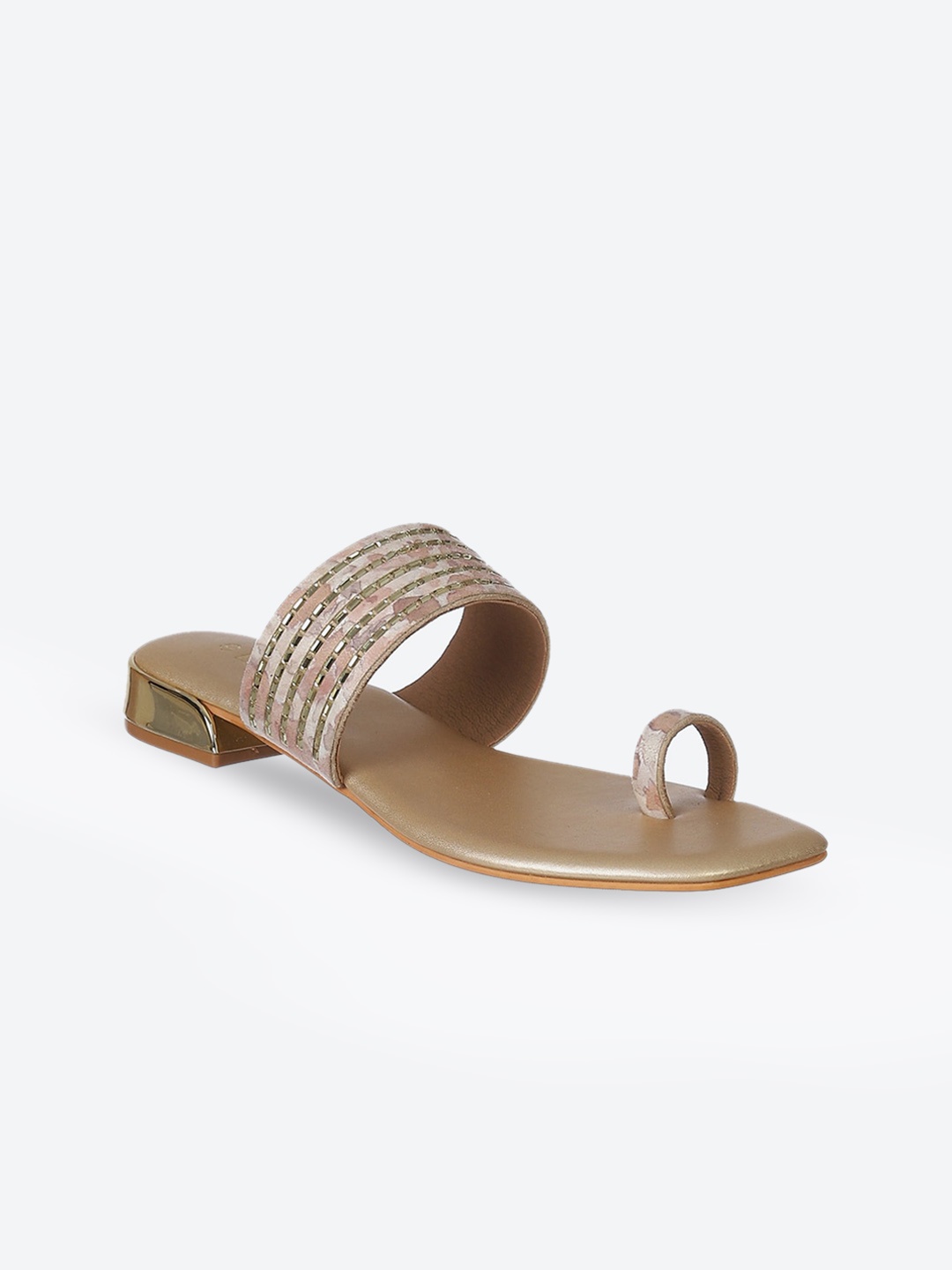 

Biba Gold-Toned Embellished Block Sandals