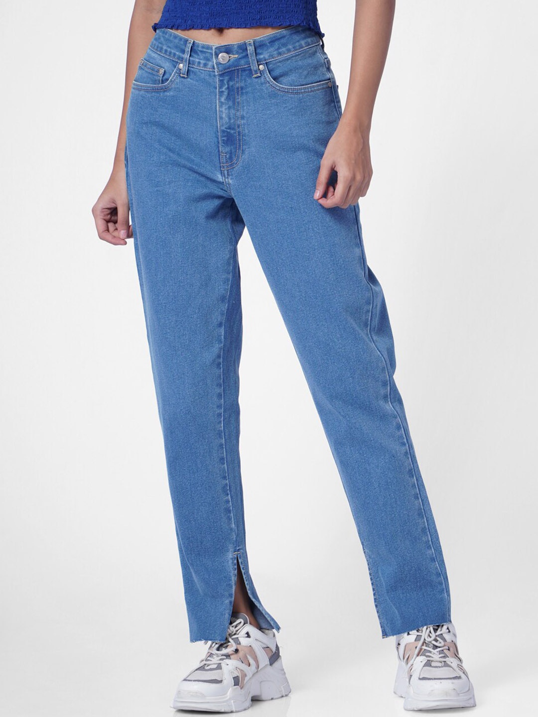 

ONLY Women Blue Straight Fit High-Rise Jeans