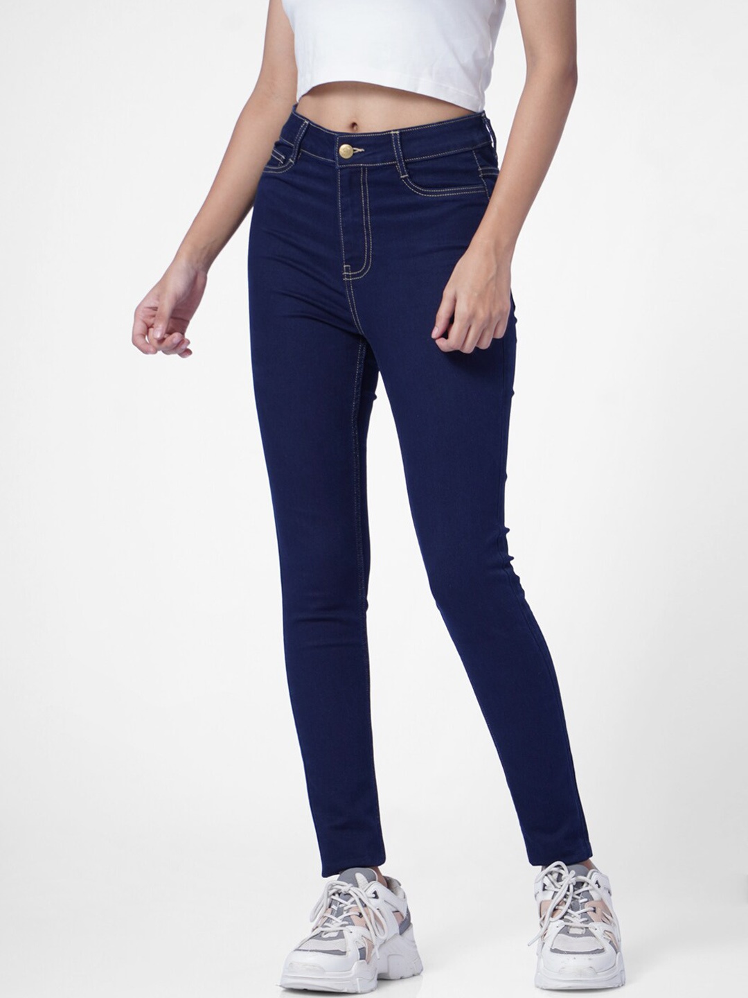 ONLY Women Blue Skinny Fit High-Rise Jeans