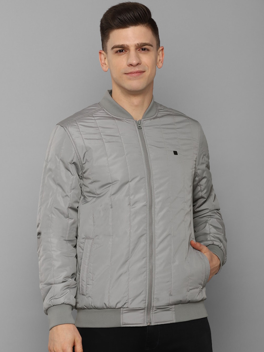 

Allen Solly Men Grey Solid Padded Jacket
