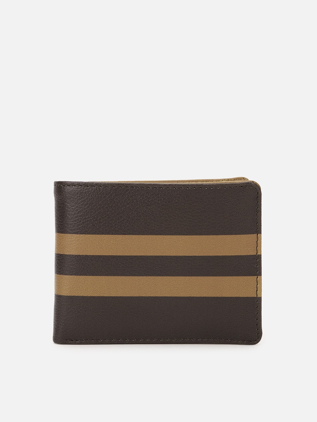 

FOREVER 21 Men Striped PU Two Fold Wallet, Brown