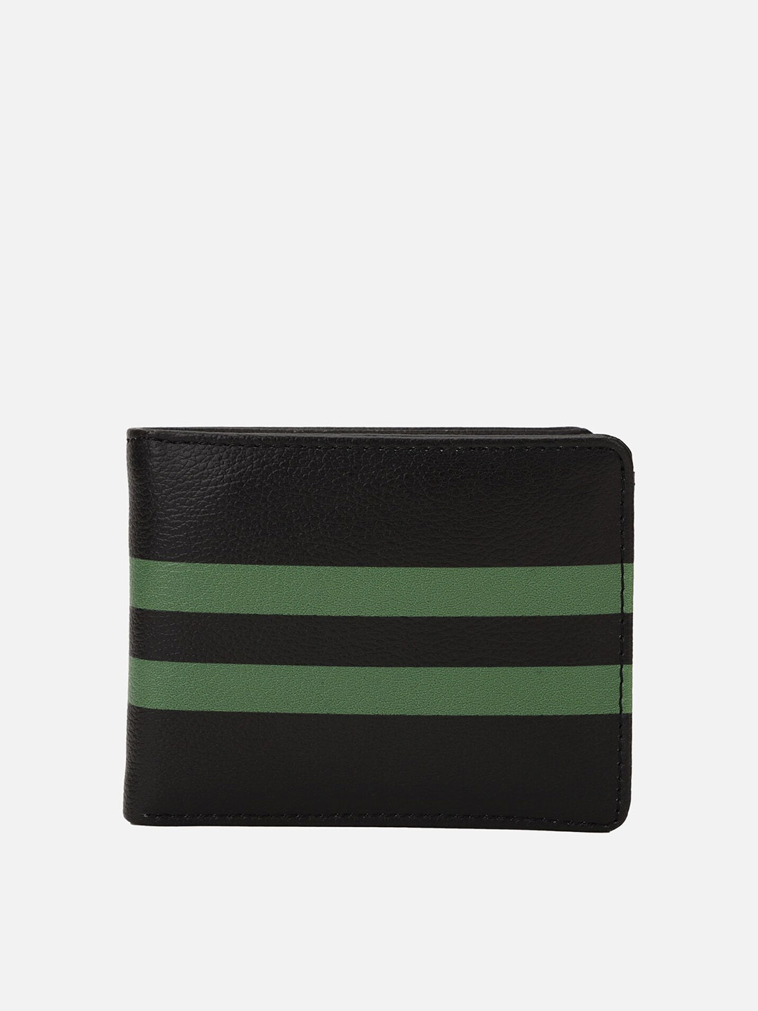 

FOREVER 21 Men Striped PU Two Fold Wallet, Black