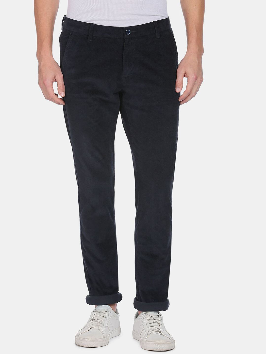 

Arrow Sport Men Blue Slim Fit Low-Rise Corduroy Trousers
