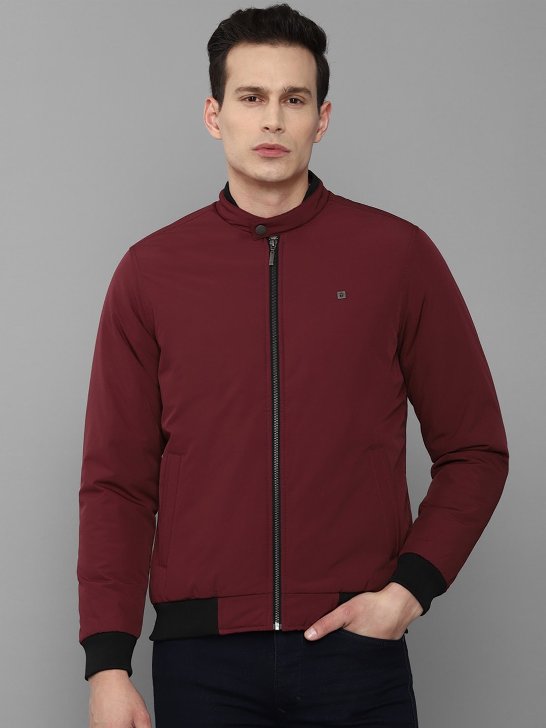

Louis Philippe Jeans Men Maroon Bomber Jacket