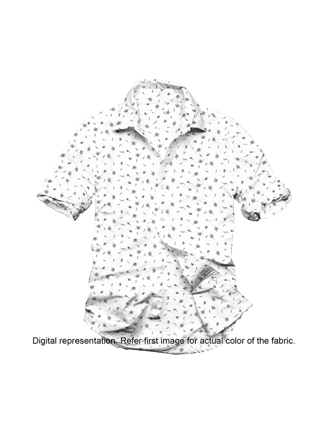 

Linen Club Men White & Black Printed Pure Linen Shirt Clothing Fabric