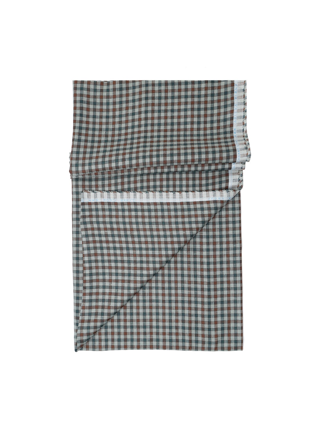 Linen Club Men Green & Maroon Checked Pure Linen Clothing Fabric