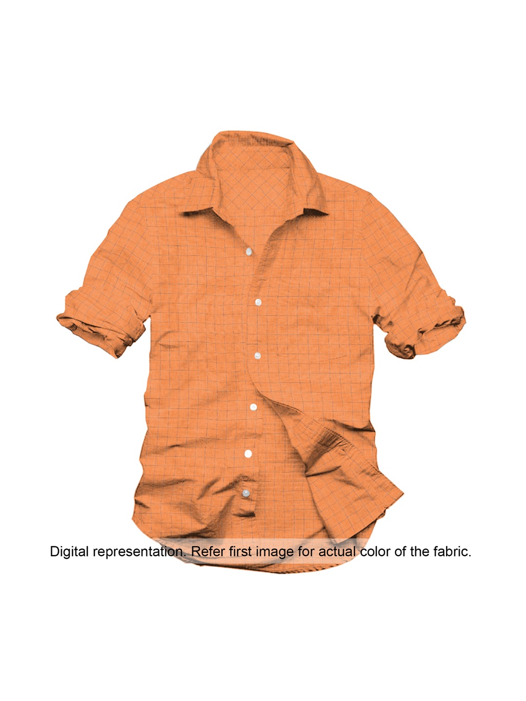

Linen Club Men Orange Checked Pure Linen Clothing Fabric