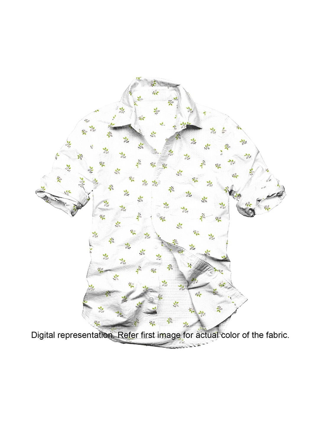 

Linen Club Men White & Green Printed Pure Linen Clothing Fabric
