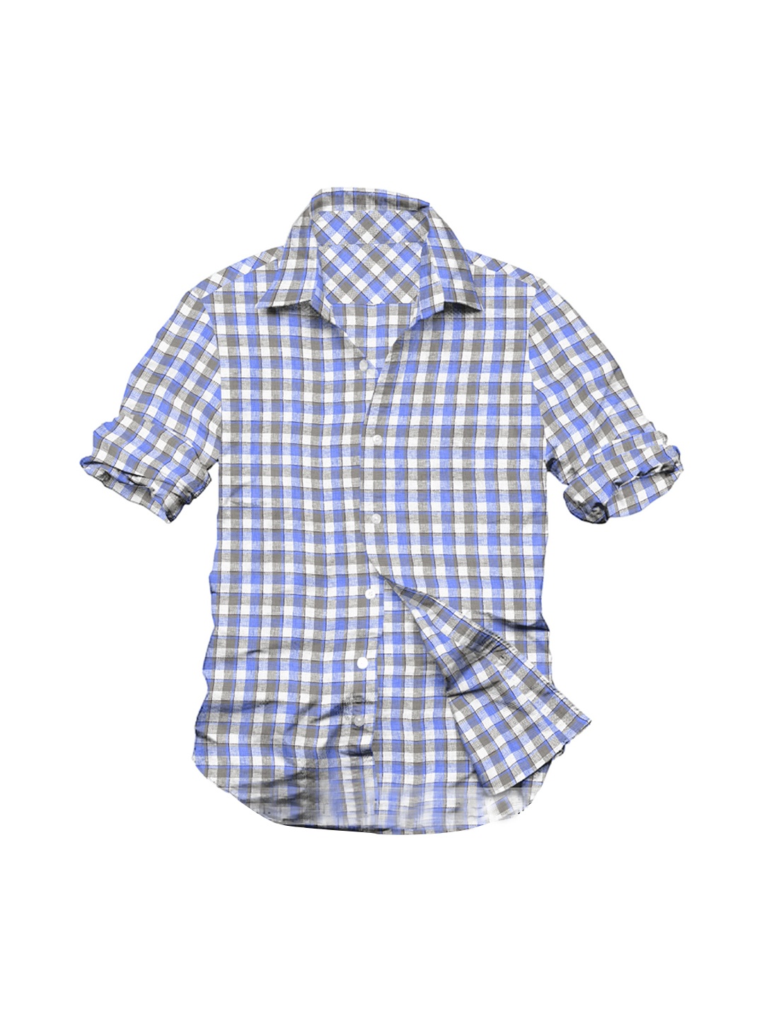 

Linen Club Men Blue & White Checked Pure Linen Shirt Clothing Fabric