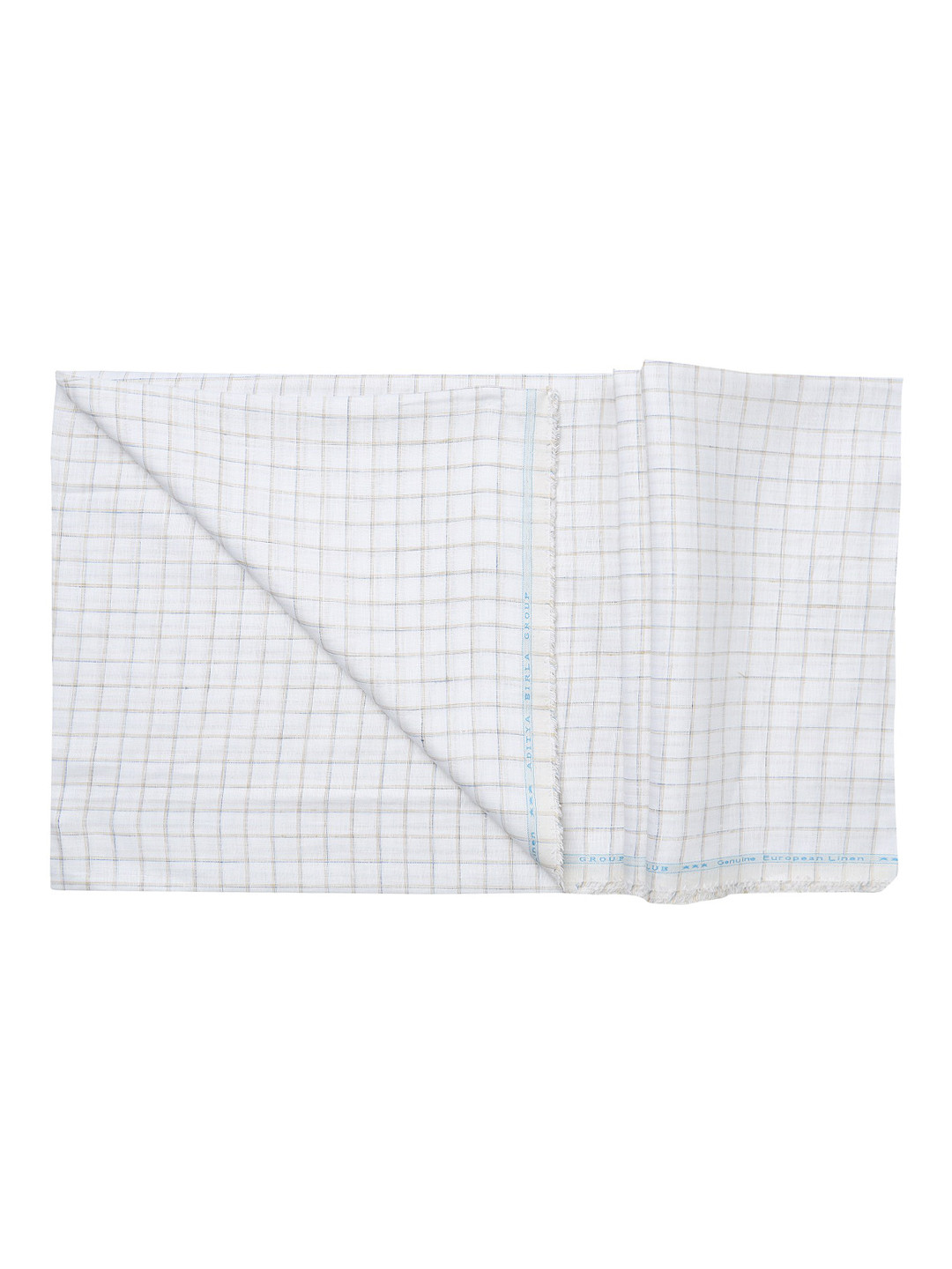 

Linen Club Men Blue & White Checked Pure Linen Shirt Clothing Fabric