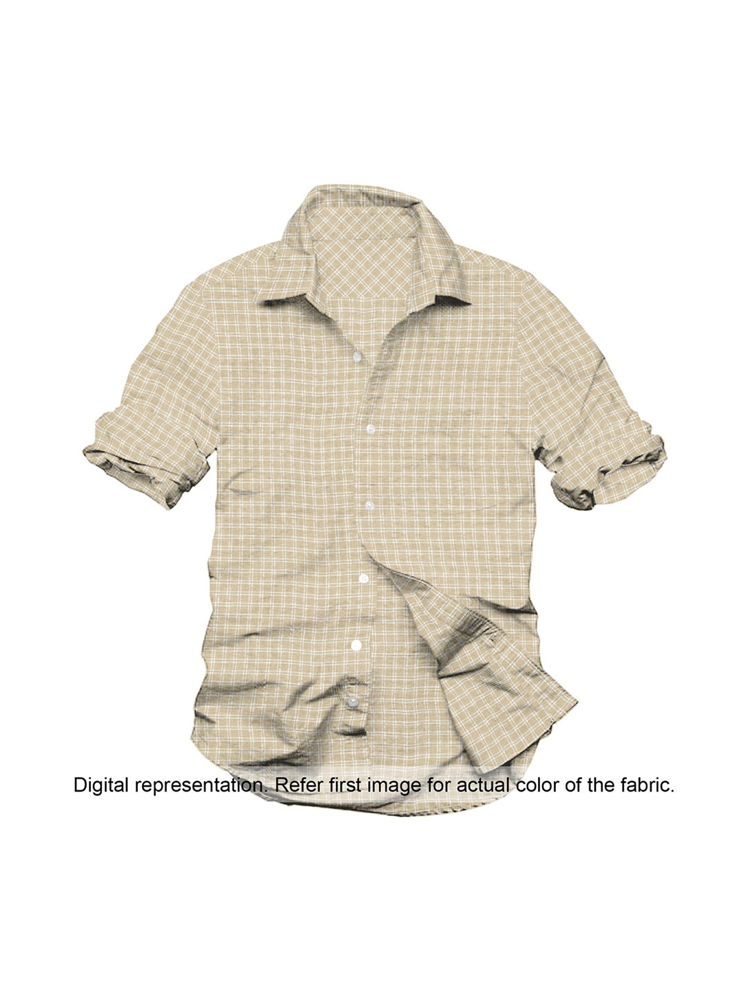 

Linen Club Men White & Beige Checked Linen Shirt Clothing Fabric