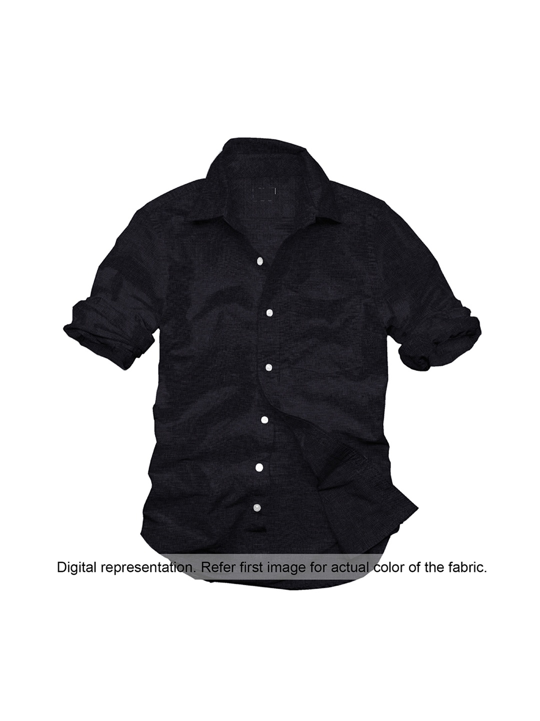 

Linen Club Men Black Solid Pure Linen Shirt Clothing Fabric
