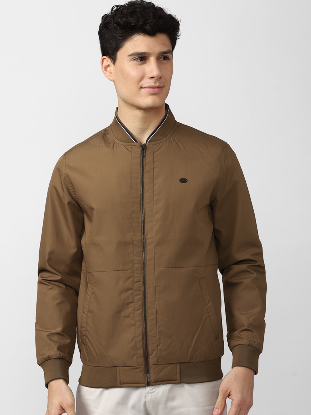 

Peter England Casuals Men Brown Solid Bomber Jacket