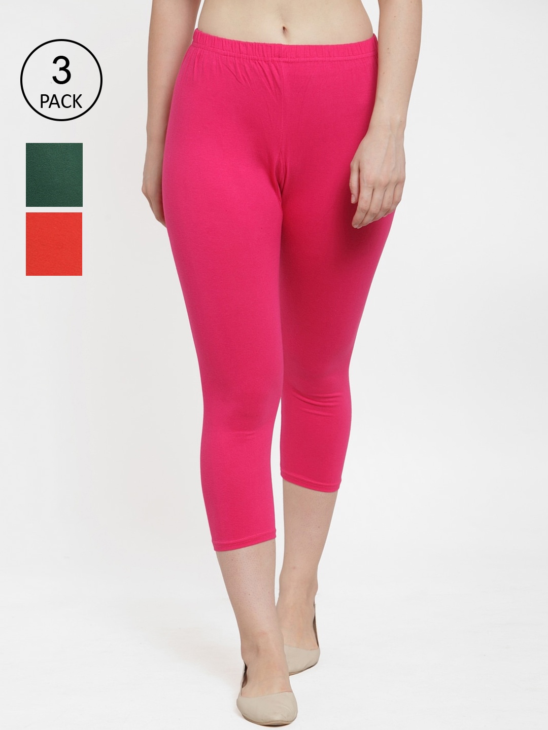 

GRACIT Women Pack of 3 Capris, Pink
