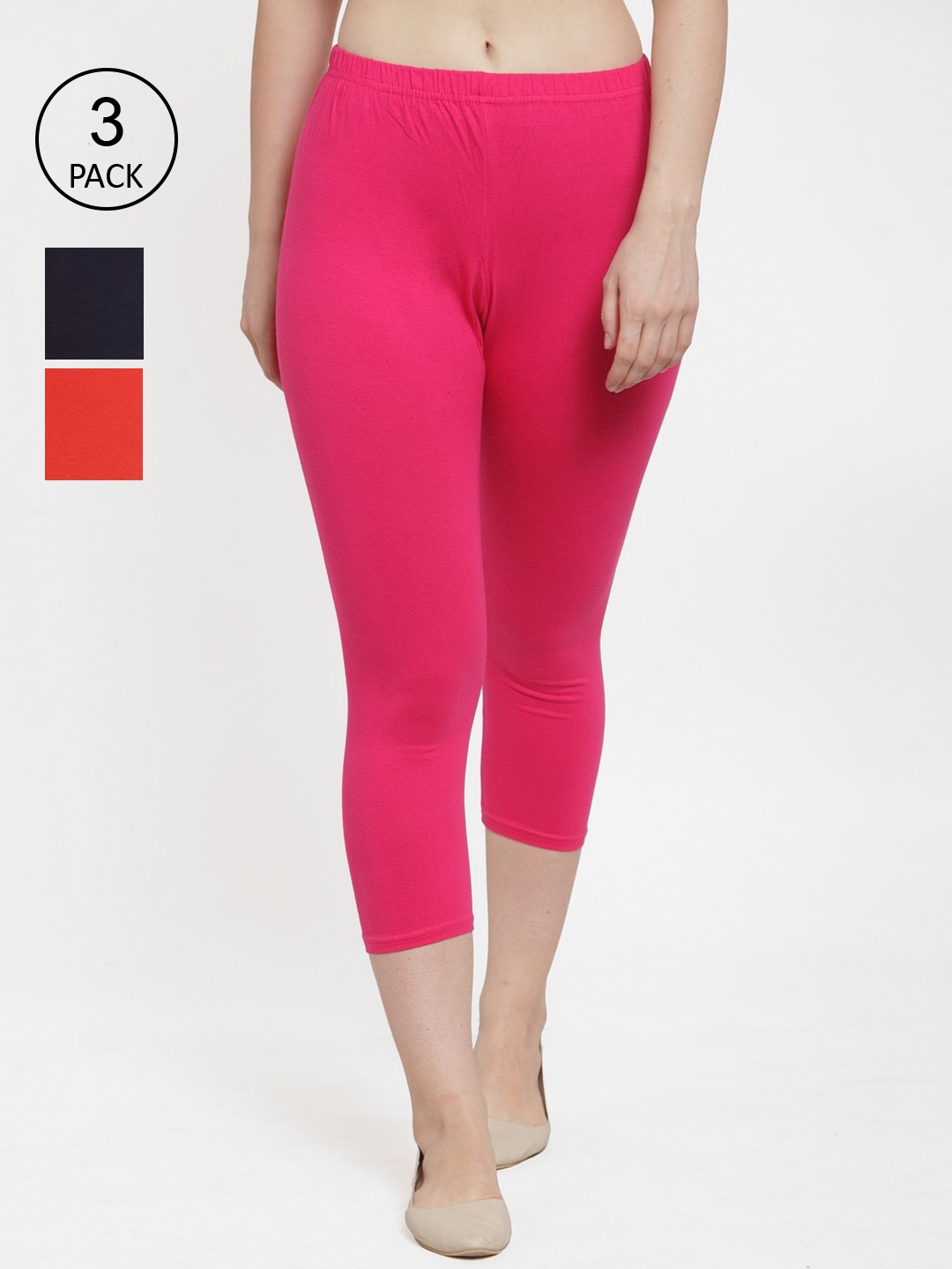 

GRACIT Women Pack of 3 Capris, Pink