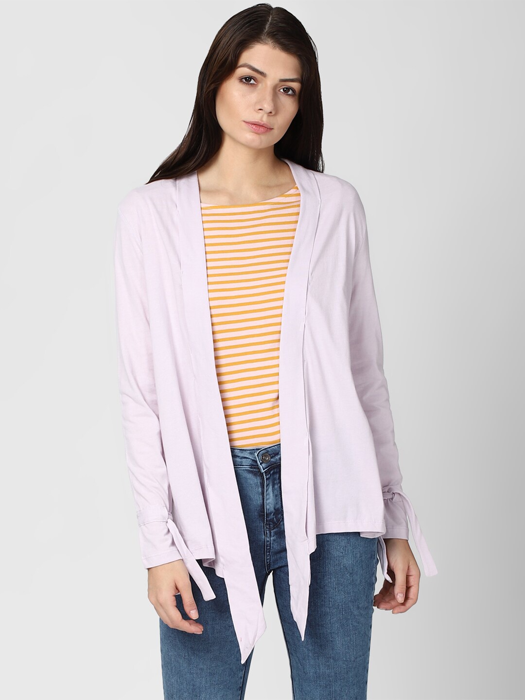 

Van Heusen Woman Purple Solid Longline Open Front Jacket