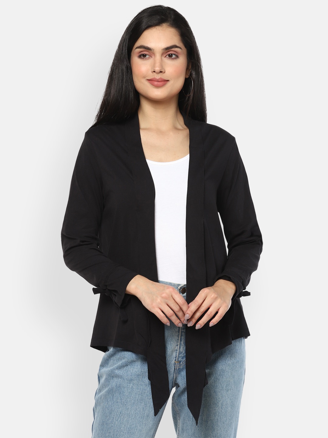 

Van Heusen Woman Black Longline Open Front Jacket