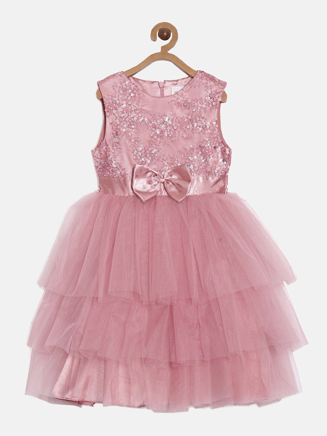

Aomi Girls Pink Layered Embroidered Dress