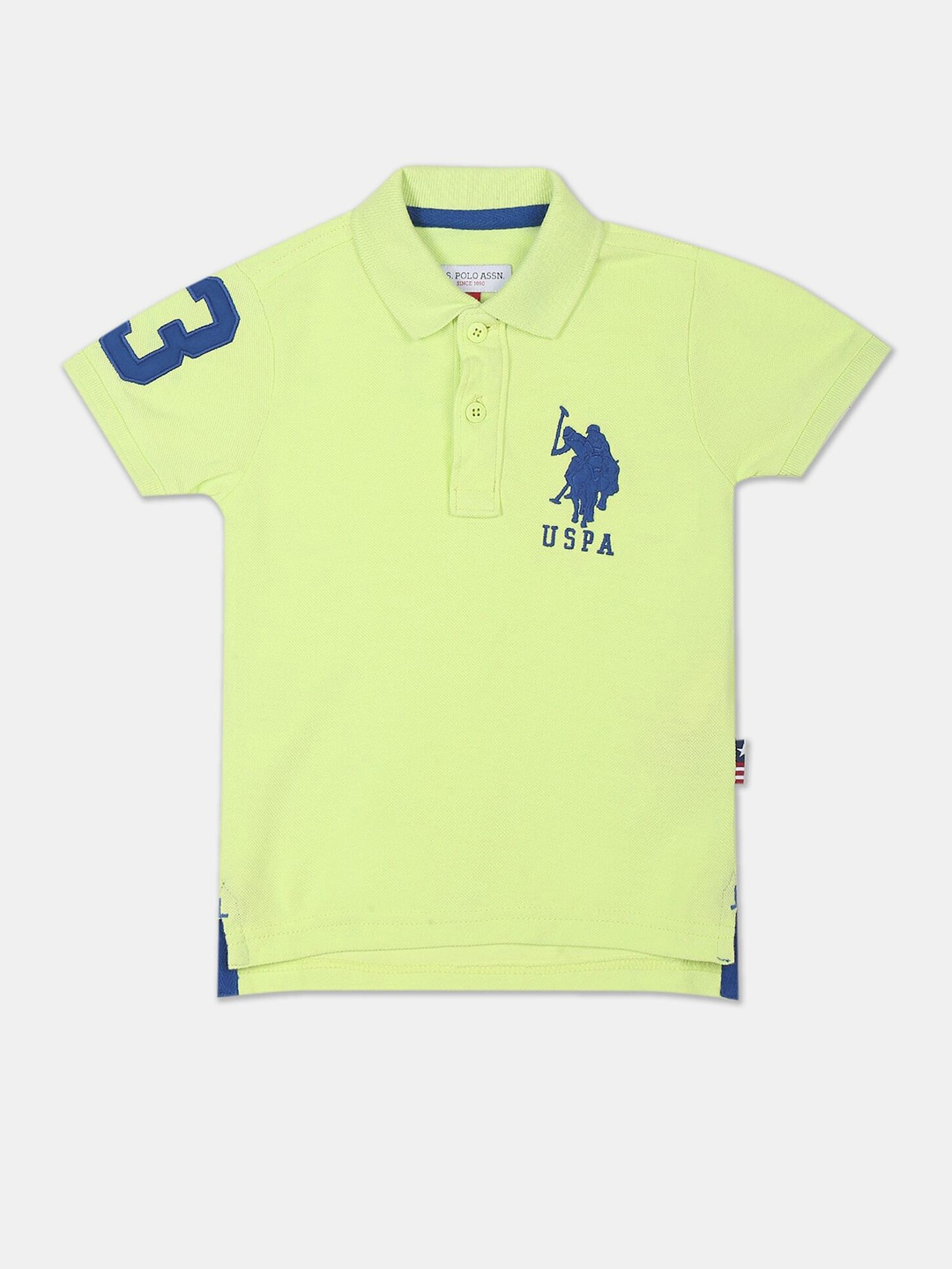 

U S Polo Assn Kids Boys Green Polo Collar Pure Cotton T-shirt