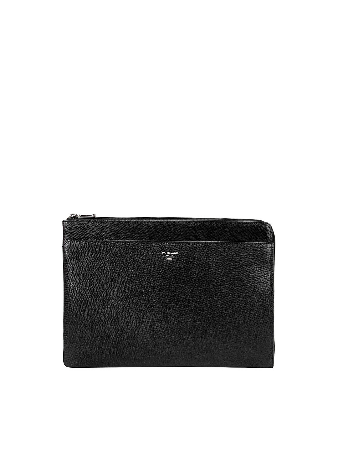 

Da Milano Men Black Textured Leather Laptop Sleeve