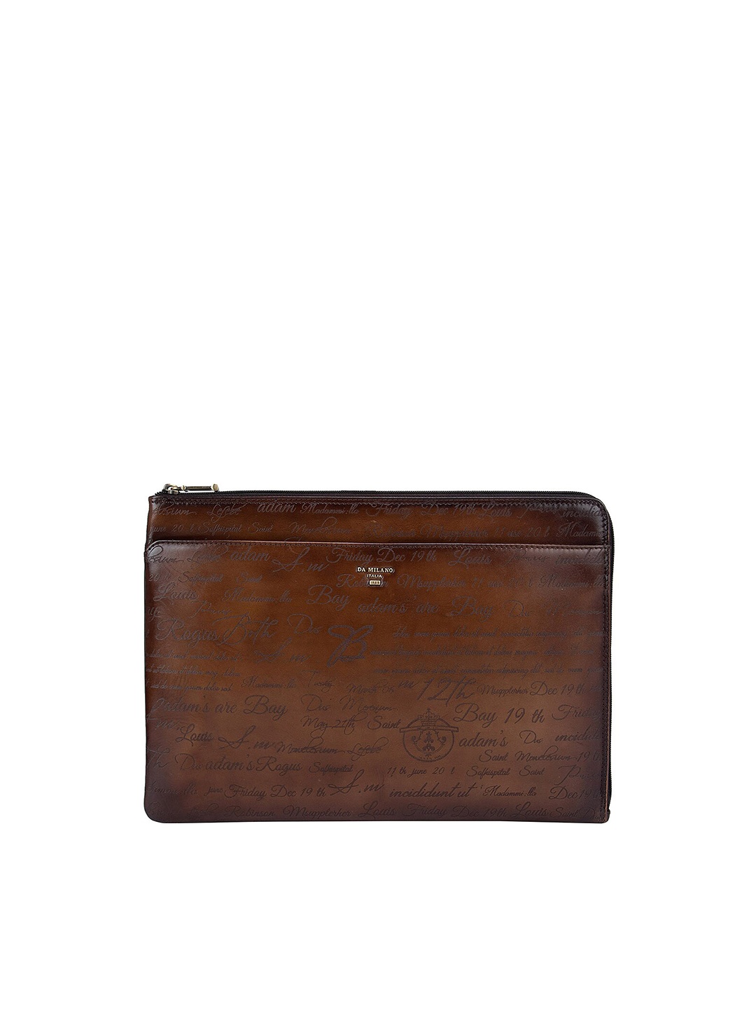 

Da Milano Men Brown Textured Leather Laptop Sleeve