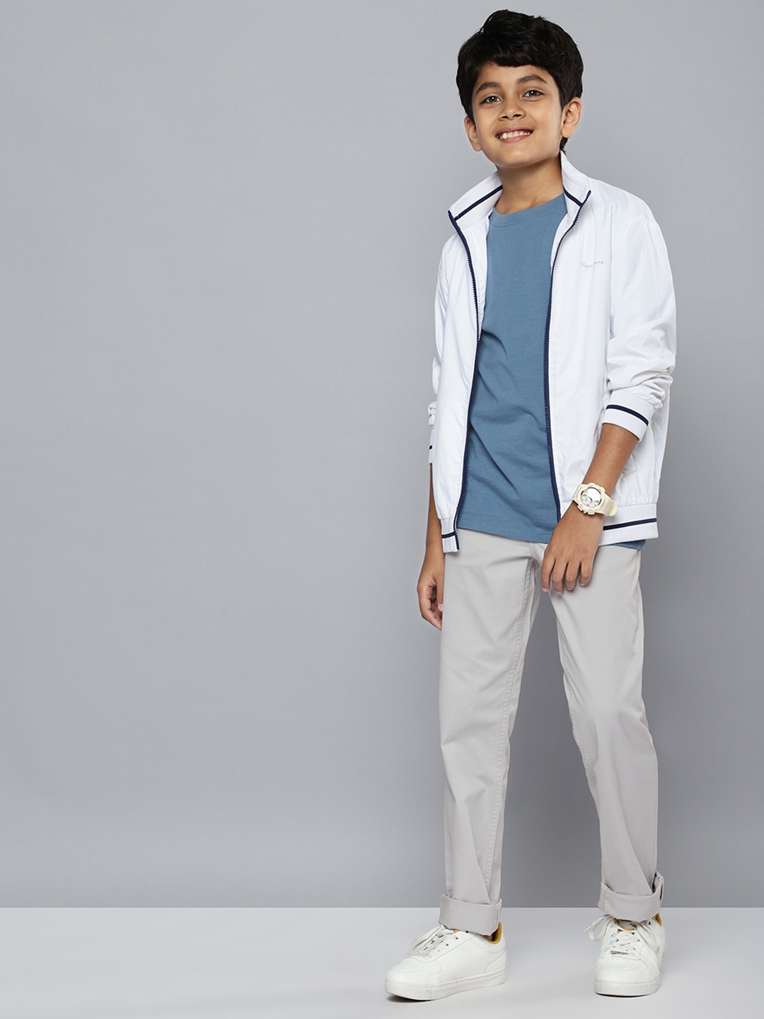 

Nautica Boys Regular Fit Solid Chinos Trousers, Grey